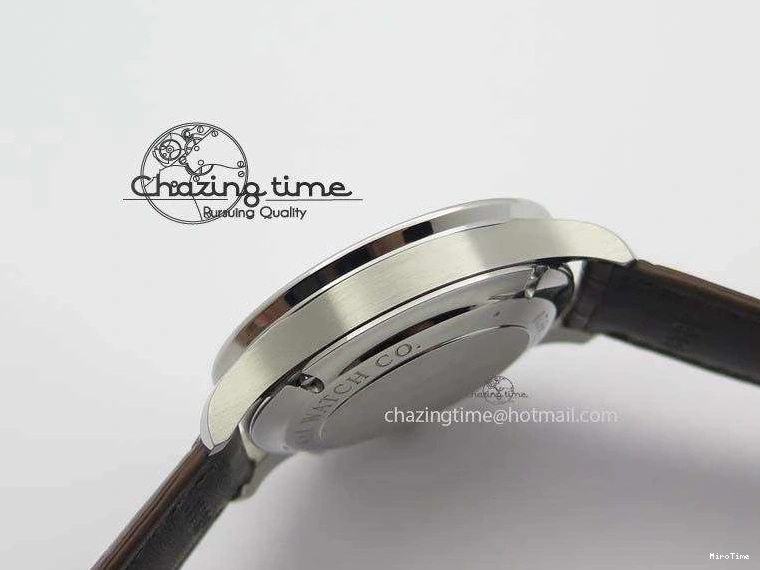 MIROTIME 1219 ModernLook Portuguese IW371445 ZF 1:1 Best Edition SS White Dial Gold Markers On Brown Leather Strap A79350 V 7269